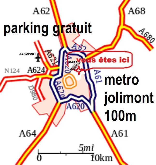 Apartament Pratique, Complet Sur, Metro Et Parking; Proche Du Centre, De La Gare, De La Rocade, D'Un Supermarche. Tout A Pied. Tuluza